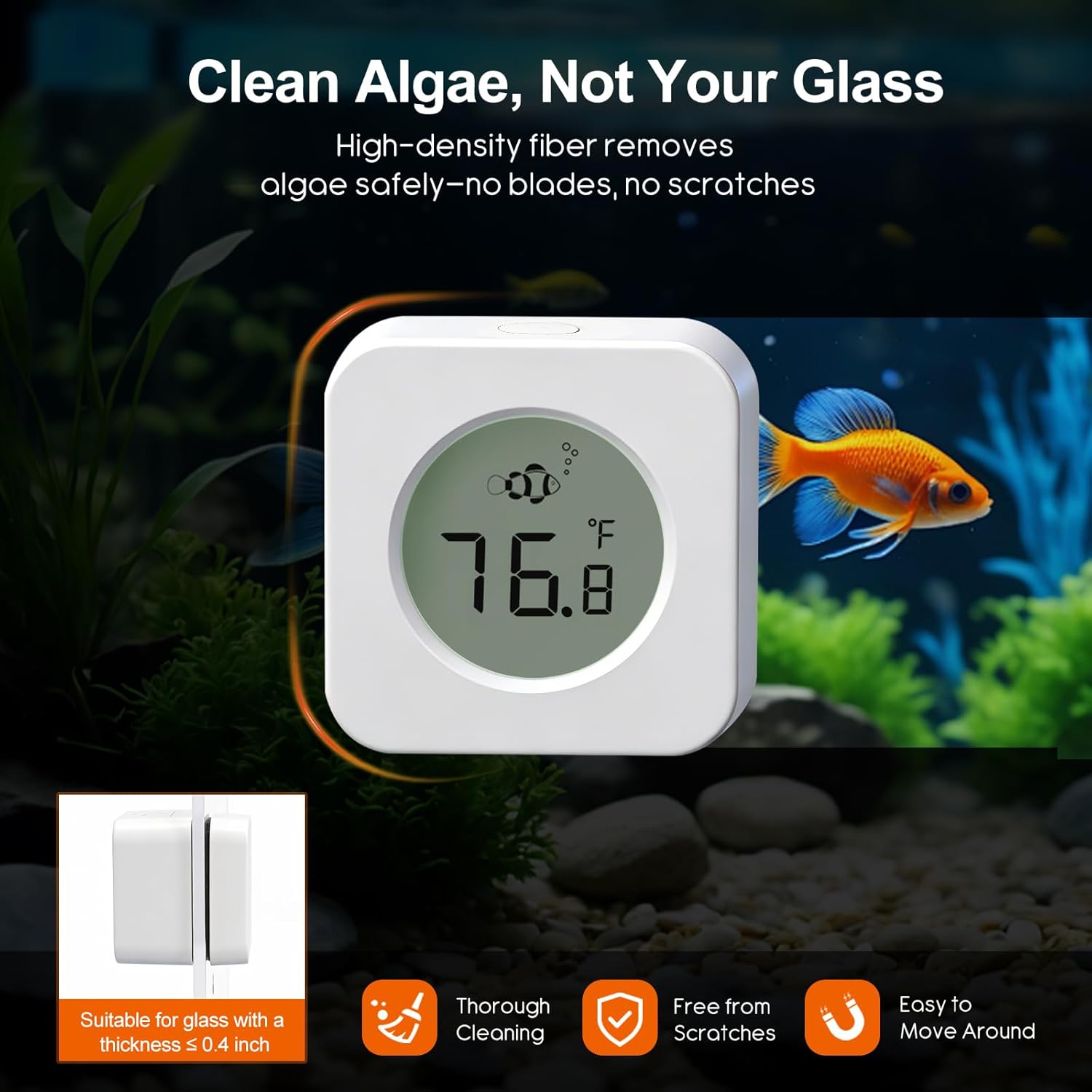 수온계가 내장된 아쿠아리움용 자석 클리너, 2-in-1 - Planted Aquarium Cleaning 리뷰 및 가격